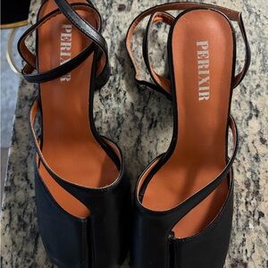 Perlina Classic Black Strappy Heels